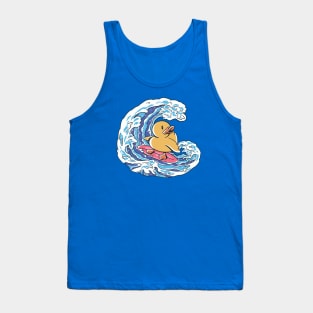 Funny Surfing Rubber Ducky Great Wave Japanese Illustration Tank Top